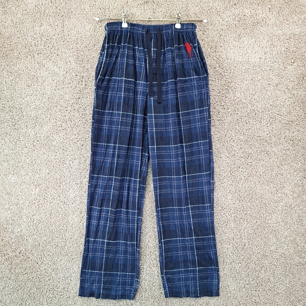 U.S. Polo Assn. Sleepwear Mens M Blue Plaid Pajama Pants Lounge Sleepwear